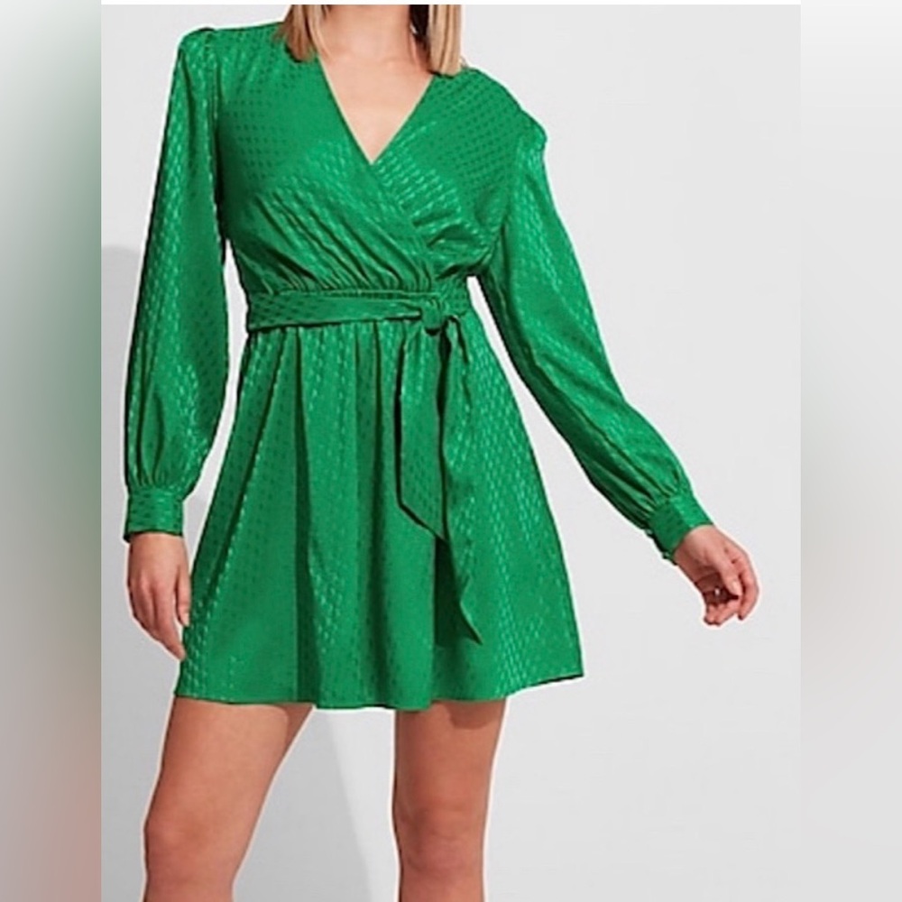 Express Emerald Green Wrap Cocktail Dress in Medium